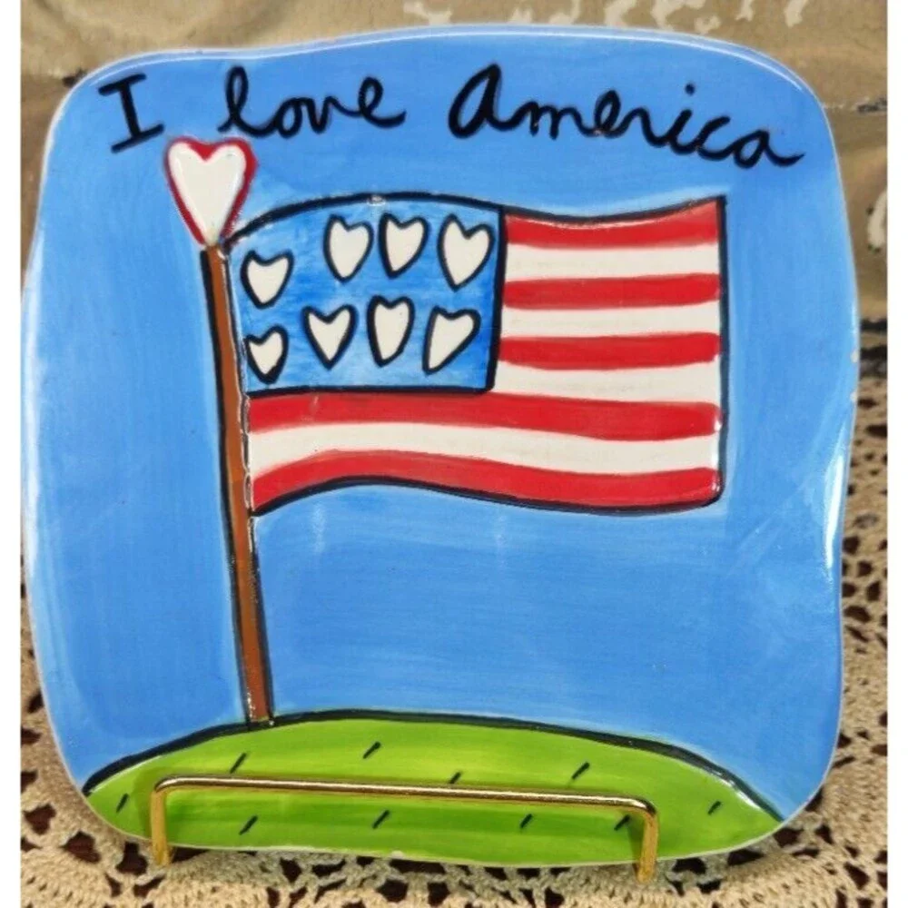 Sandra Magsamen I Love America Ceramic Hanging Wall Plaque Silvestri (read)